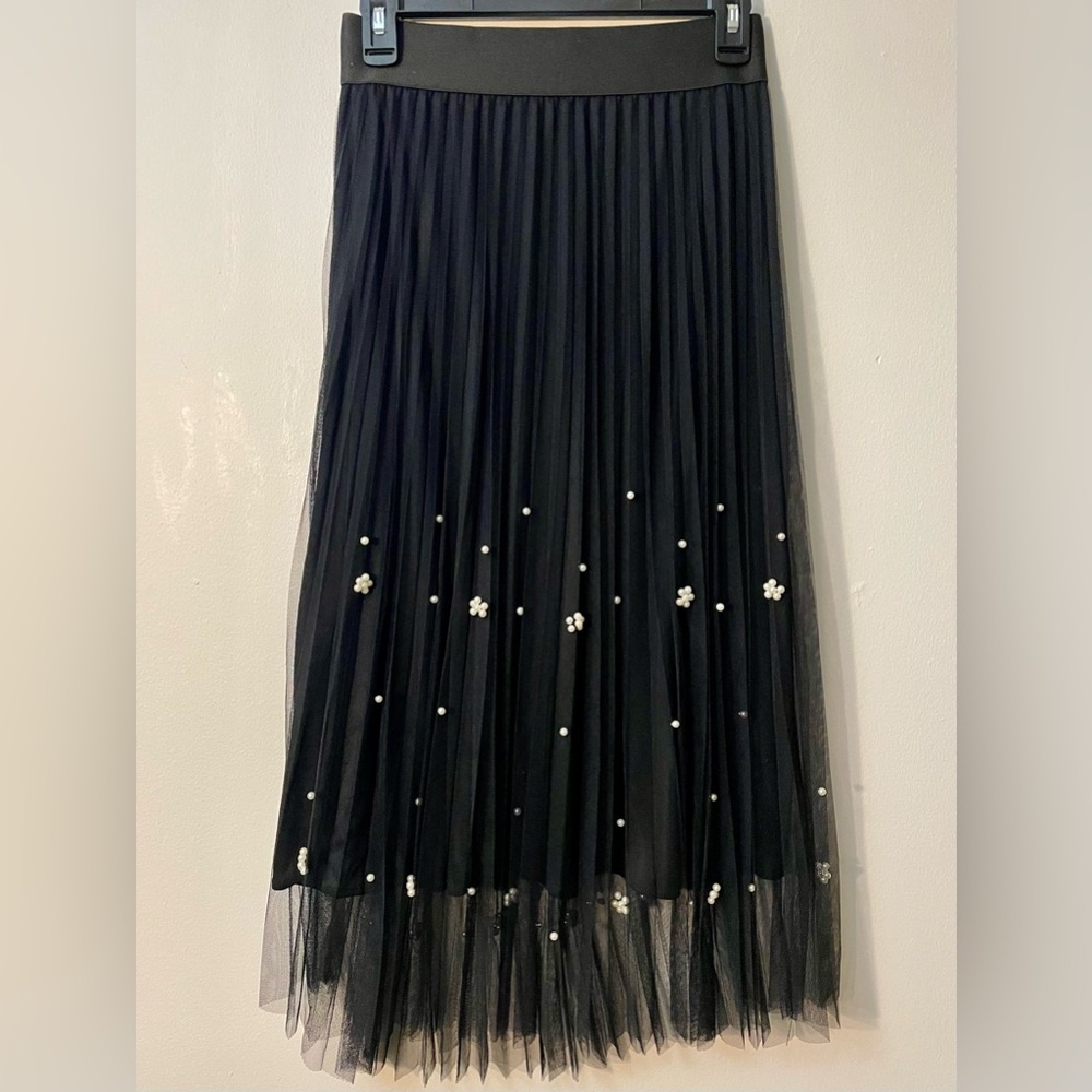 Eva Franco Anthropologie Collection Women’s Black Lila Pearl Tulle Midi Skirt